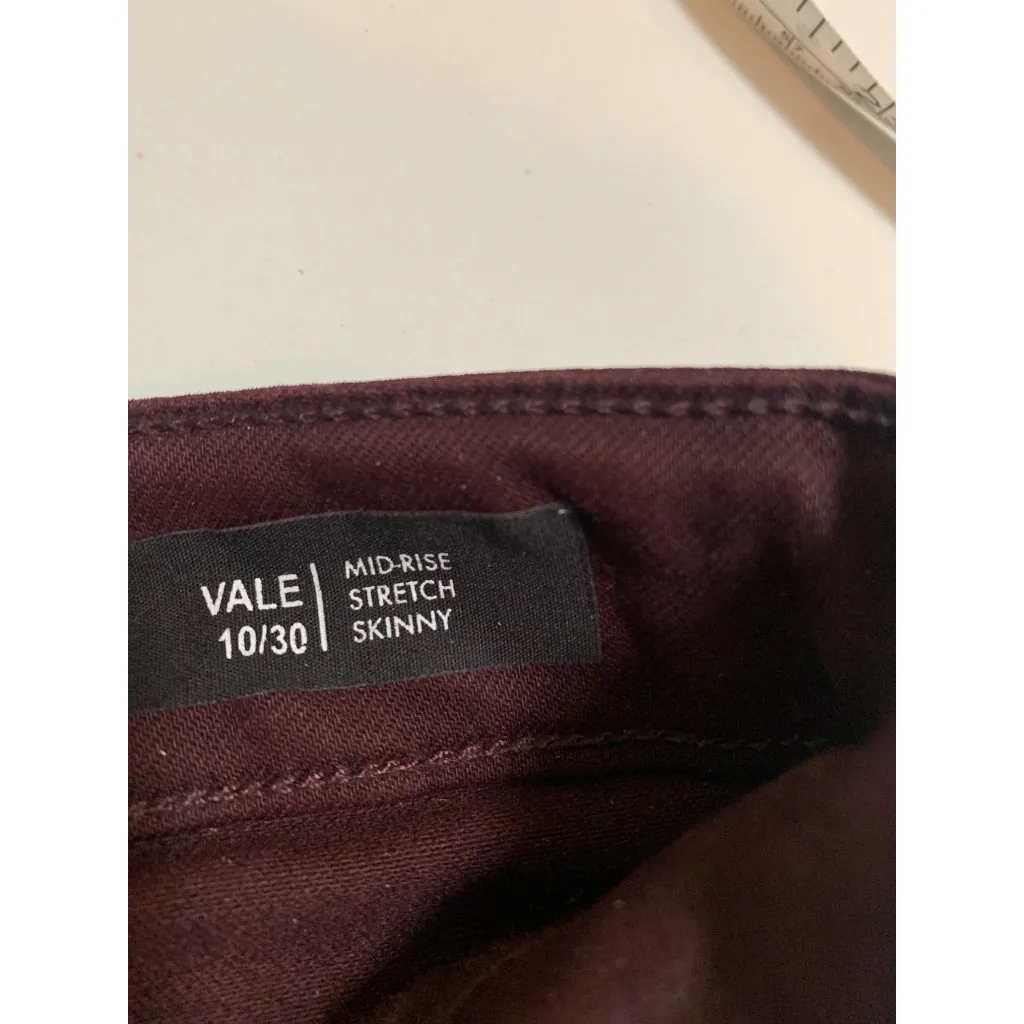 Buffalo David Bitton Vale Mid-Rise Stretch Skinny Jeans Size 10/30 Burgundy - Image 6