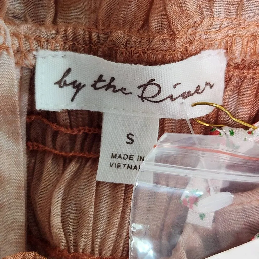 By the River Peach Dyed Smocked Blouse NWT Size Small Boho Blouse Pink - Image 7