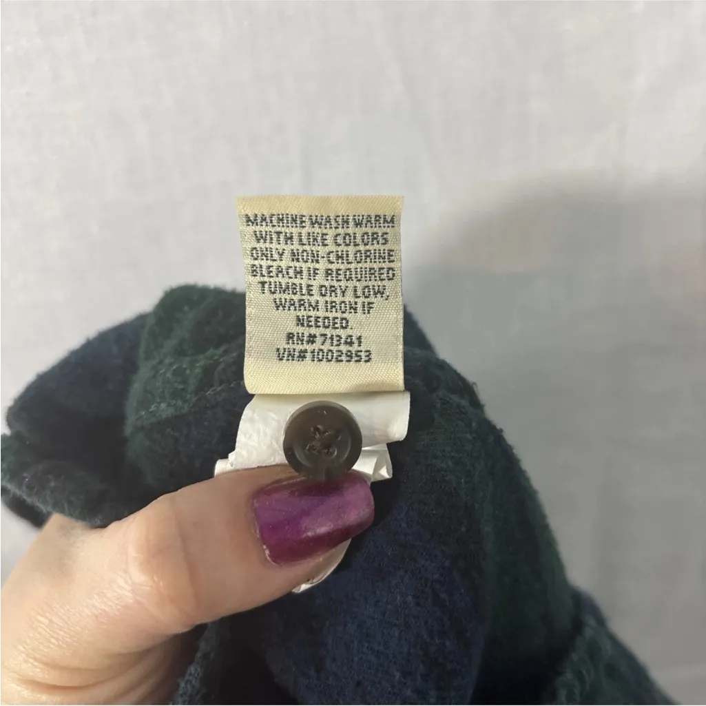 LL Bean Womens Medium Relaxed Fit Plaid Button Down Flannel Shirt Long Sleeve Blue - Image 7