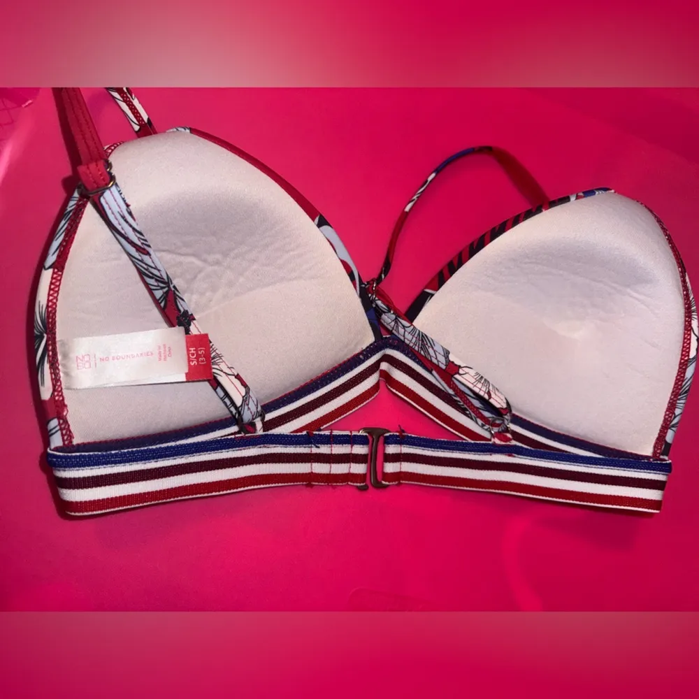 Floral Red and Blue Bikini Top - Image 2