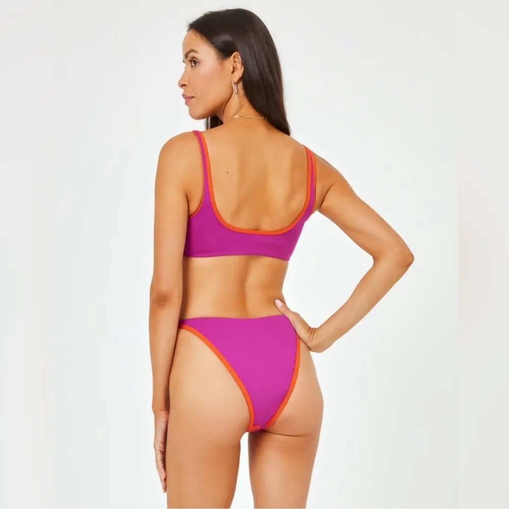 L*Space Cardi Bikini Top & Jada High Waist Bottoms Bikini Set Berry Pimento XS - Image 5