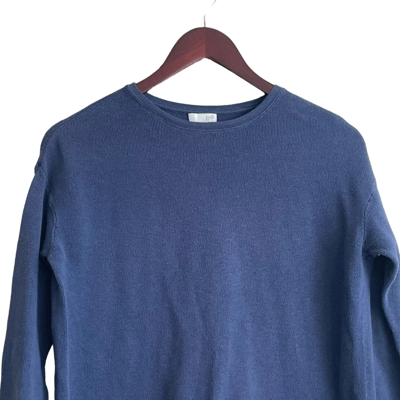 J Jill Top Women Cotton Top Long Sleeve Ribbed Boxy S Blue Casual Leisure‎ - Image 8