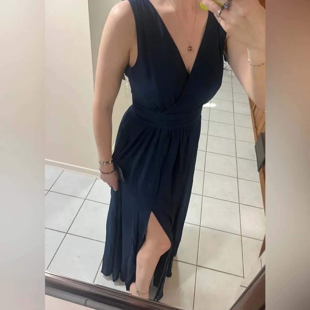 NWT Lulus Thoughts of Hue Navy Blue Surplice Maxi Dress XS - Image 4