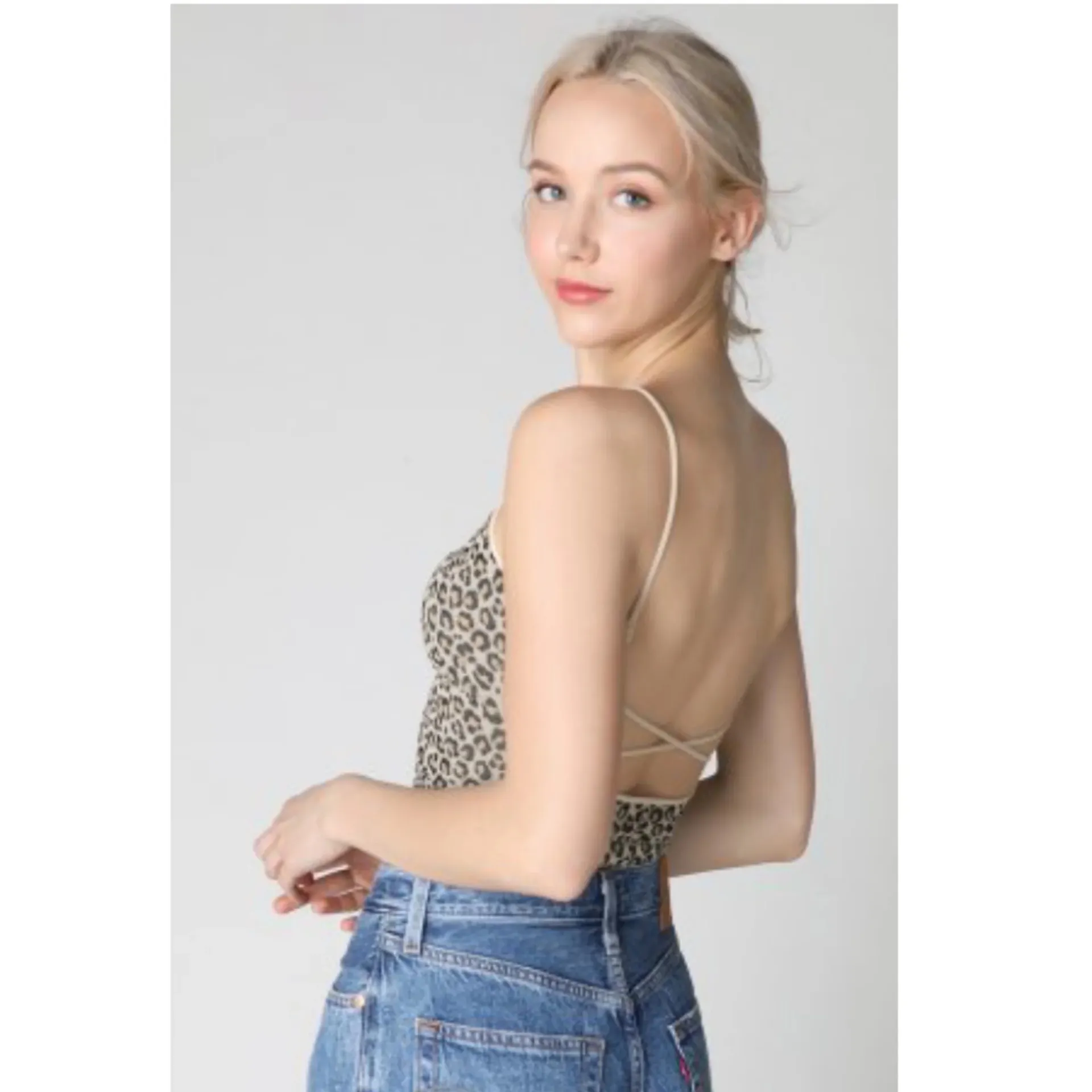 Leopard Low Back Crop Top - Image 2