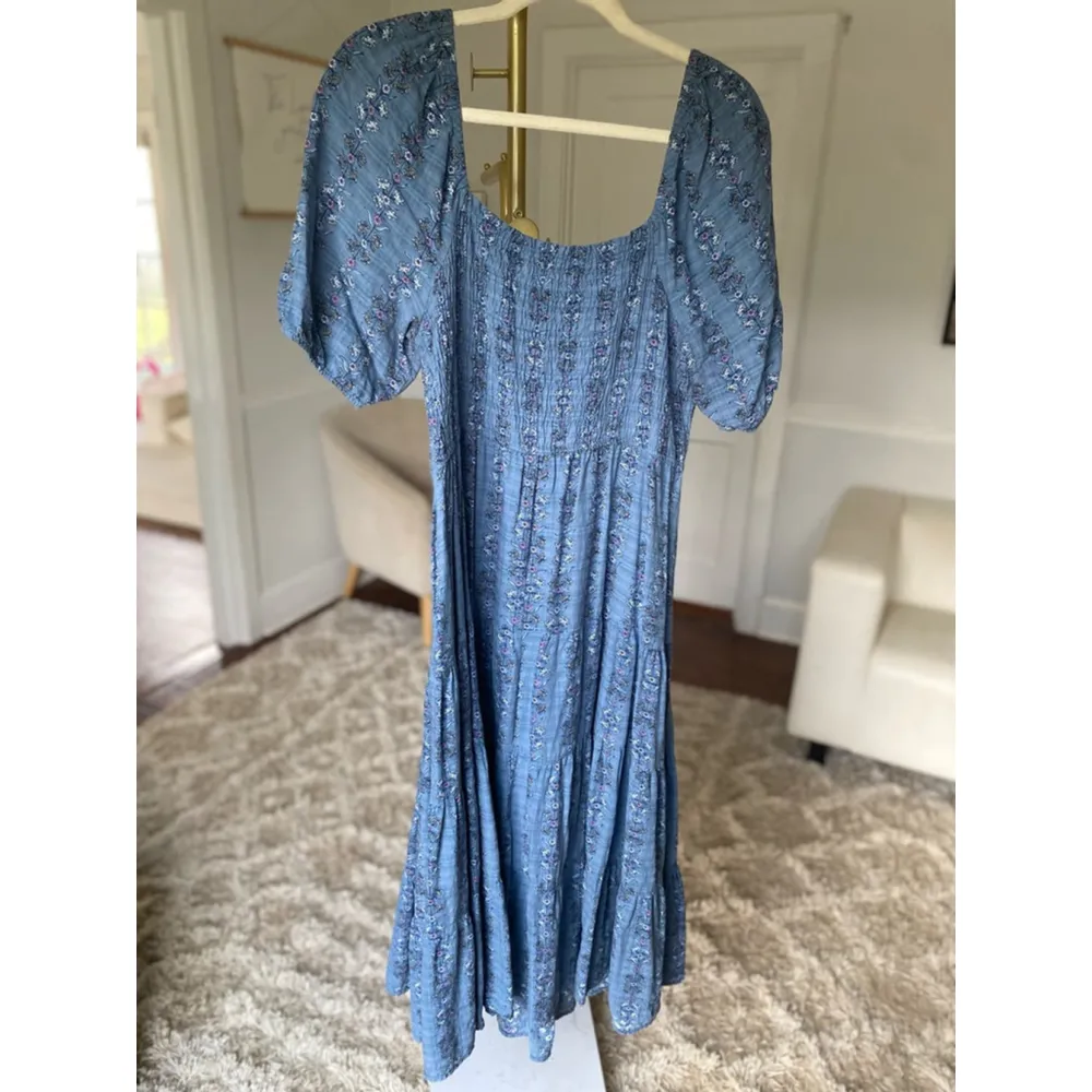 Sonoma Ditsy Floral Maxi Dress Cottagecore Puff Sleeve Square Neck Summer Spring - Image 3