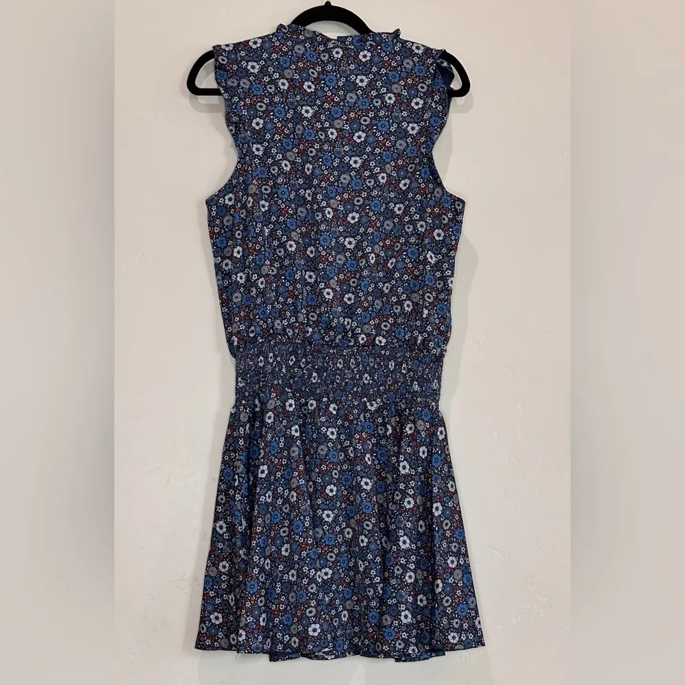 Outerknown blue floral smocked waist ruffle dress size medium NWT - Image 8