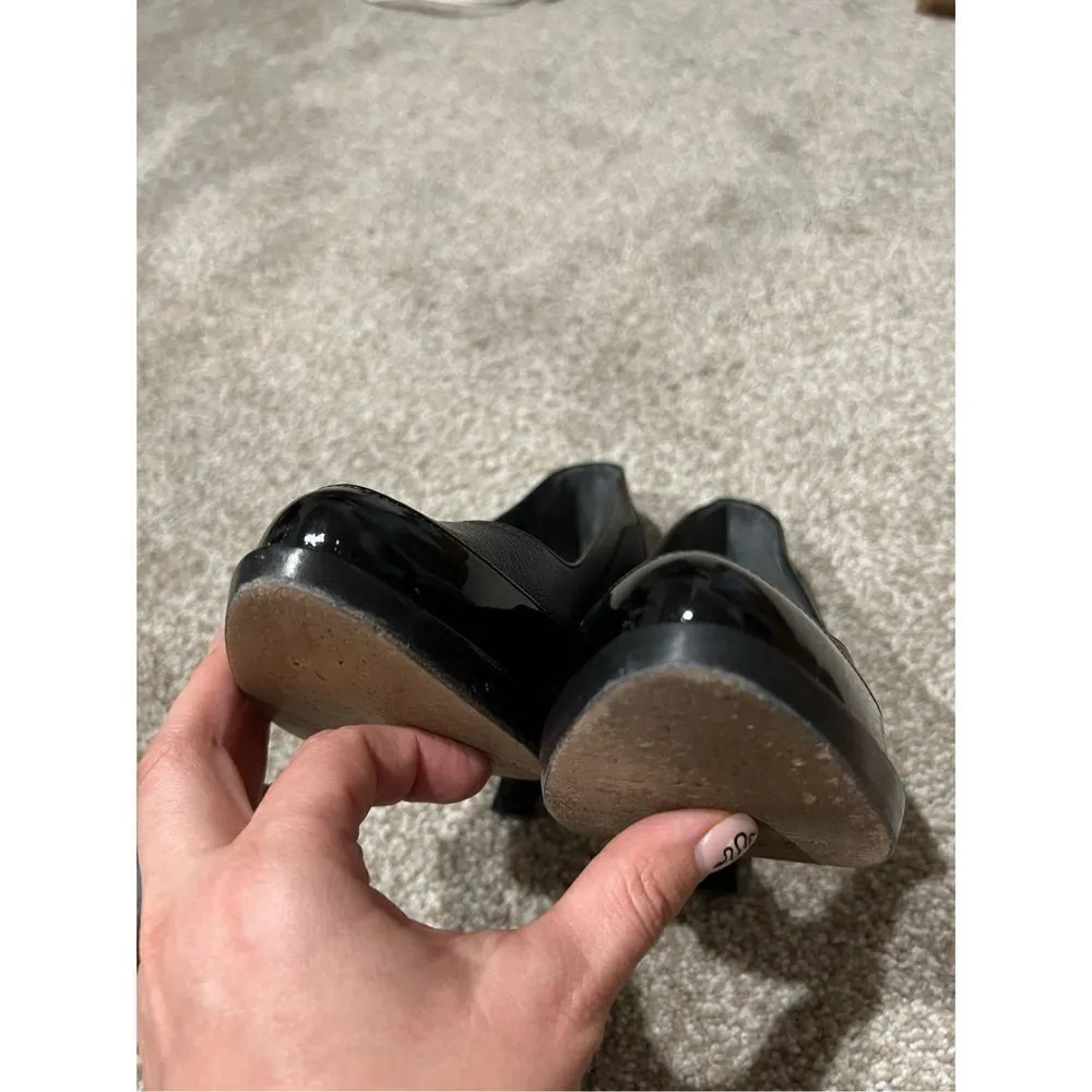 Banfi Zambrelli Black Leather Patent Pump Shoes Slip On Slim Heel size 8.5 Black - Image 9