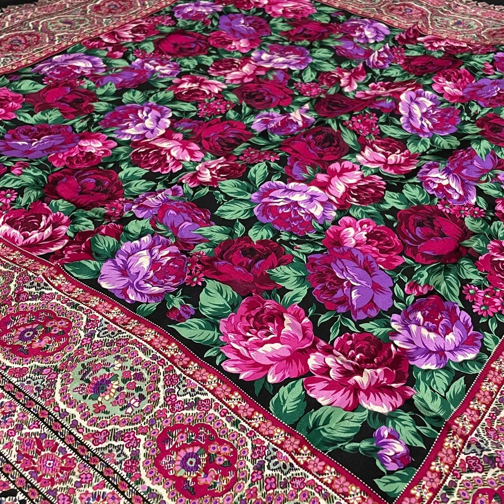 Yves Saint Laurent Floral Patterned Cotton Scarf - Image 3