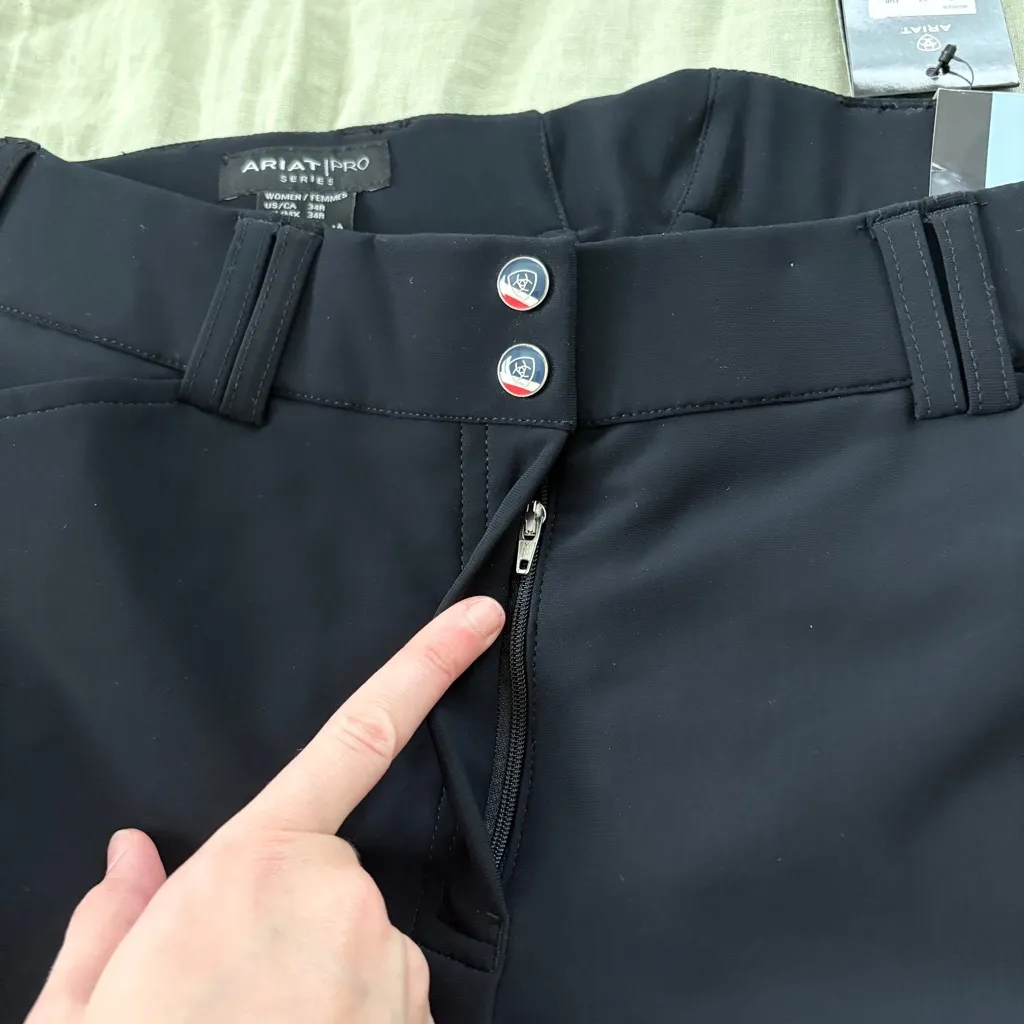 NWT Ariat tri Factor Grip Full Seat Breech Pants Black Size 34 Regular - Image 6