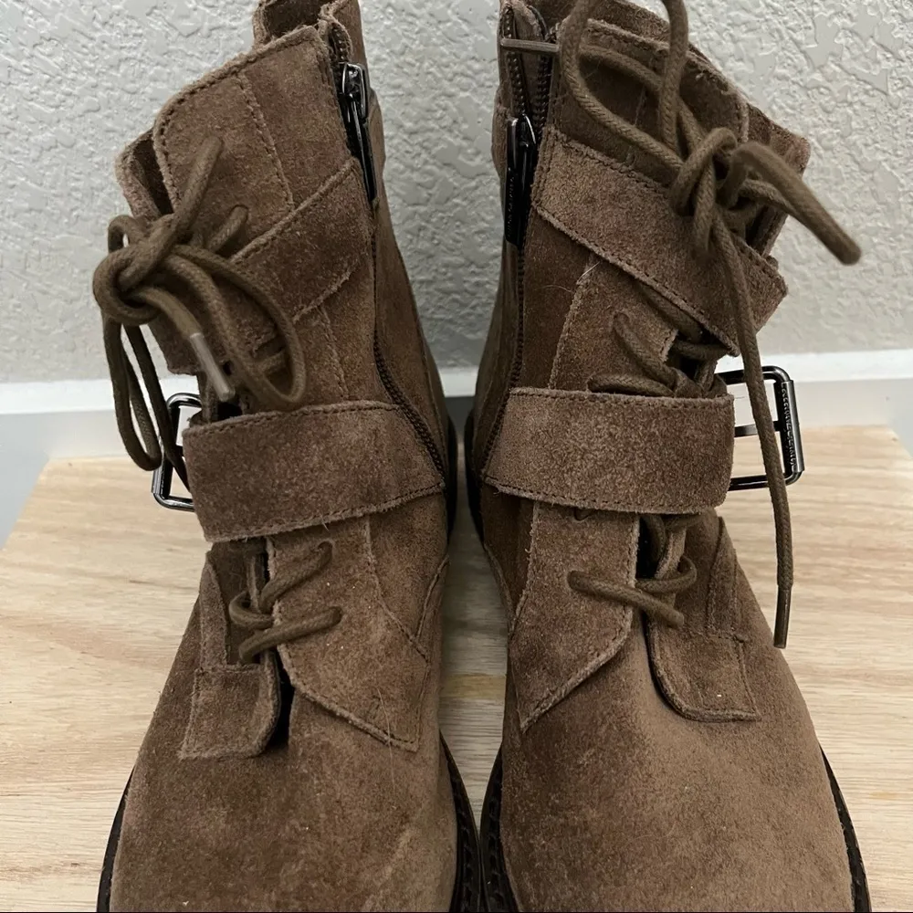 Vince Camuto Brown Suede Leather Lace Up Moto Combat Boots 6.5 - Image 7