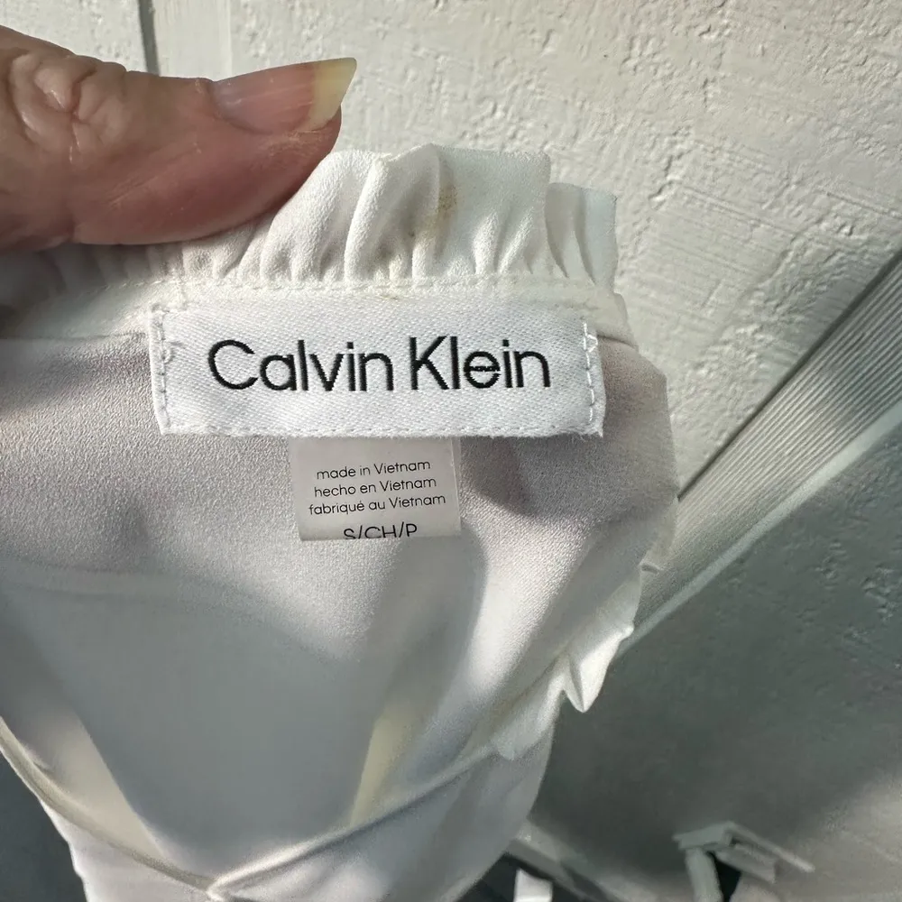 Calvin Klein Chiffon White Long Sleeve Blouse Size Small NWOT - Image 8