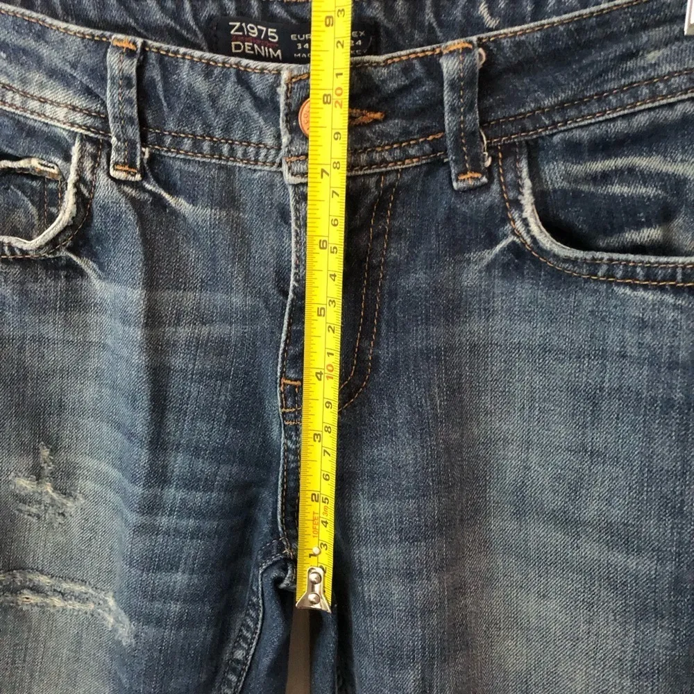 Z1975 Zara Basic Dept Distressed Premium Denim Crop Jeans Size US 2 - Image 8