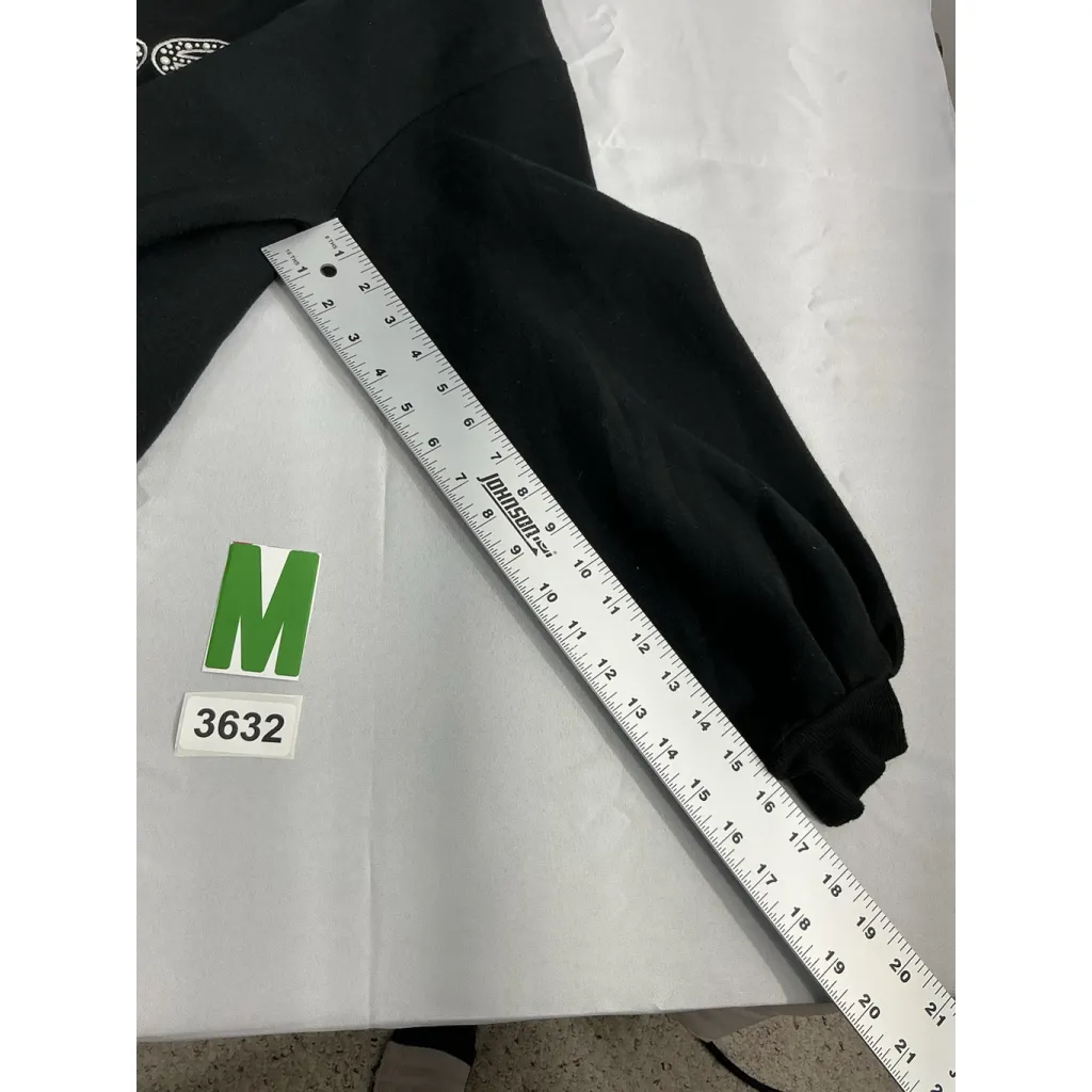 Womans Bebe Sport Medium Black Pullover Oversize Cropped Hoodie Studs Graphic - Image 8