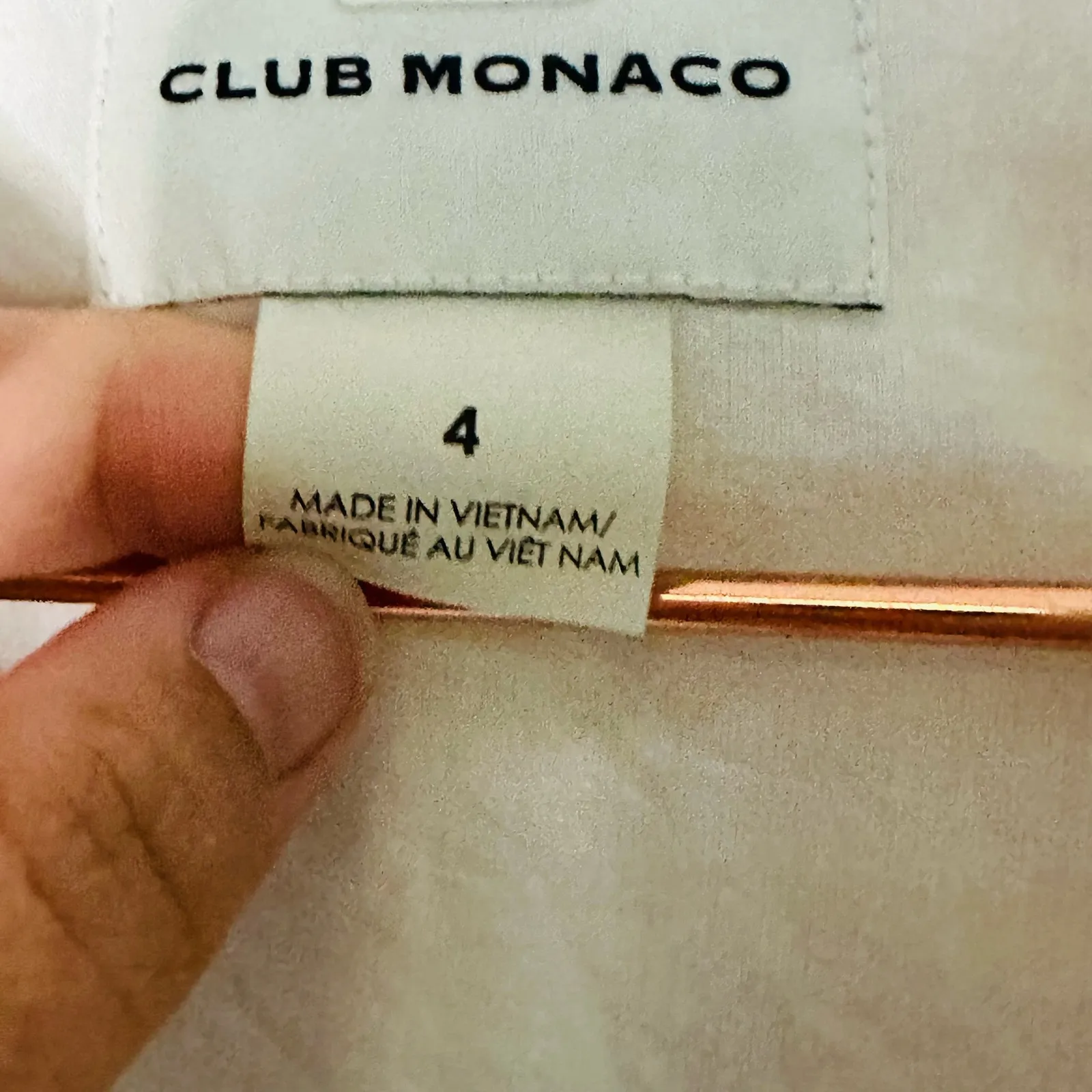 Club Monaco White Linen Single Brown Button Front Pocket Blazer Jacket size 4 - Image 5