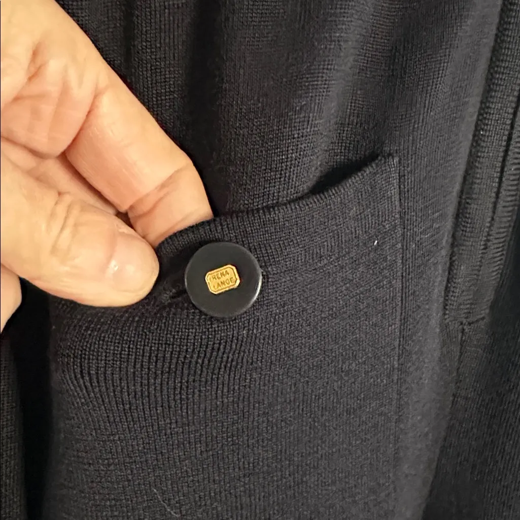 Vintage Rena Lange Navy Blue Jumpsuit Classic Logo Gold Buttons Zip Up Size 40 Size M - Image 7