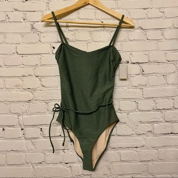 Chelsea28 Women’s Easy Retro Tie One Piece Swimsuit Size XS Green Duck NWT - Image 2
