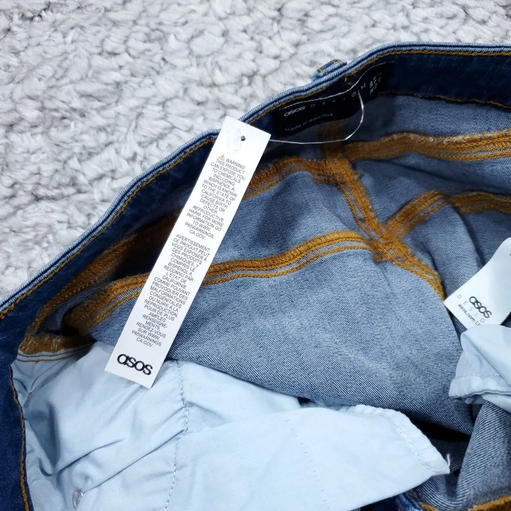 Asos High Rise Lift and Contour Jean Shorts Mid Blue Stretch US 6 UK 10 Shortie - Image 7