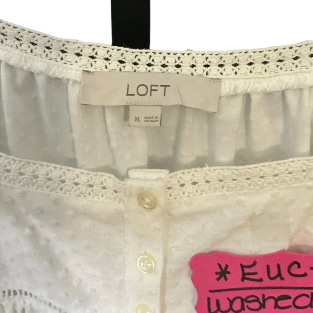 LOFT Cream Blouse with Flutter Sleeves and Bib Collar - Image 3