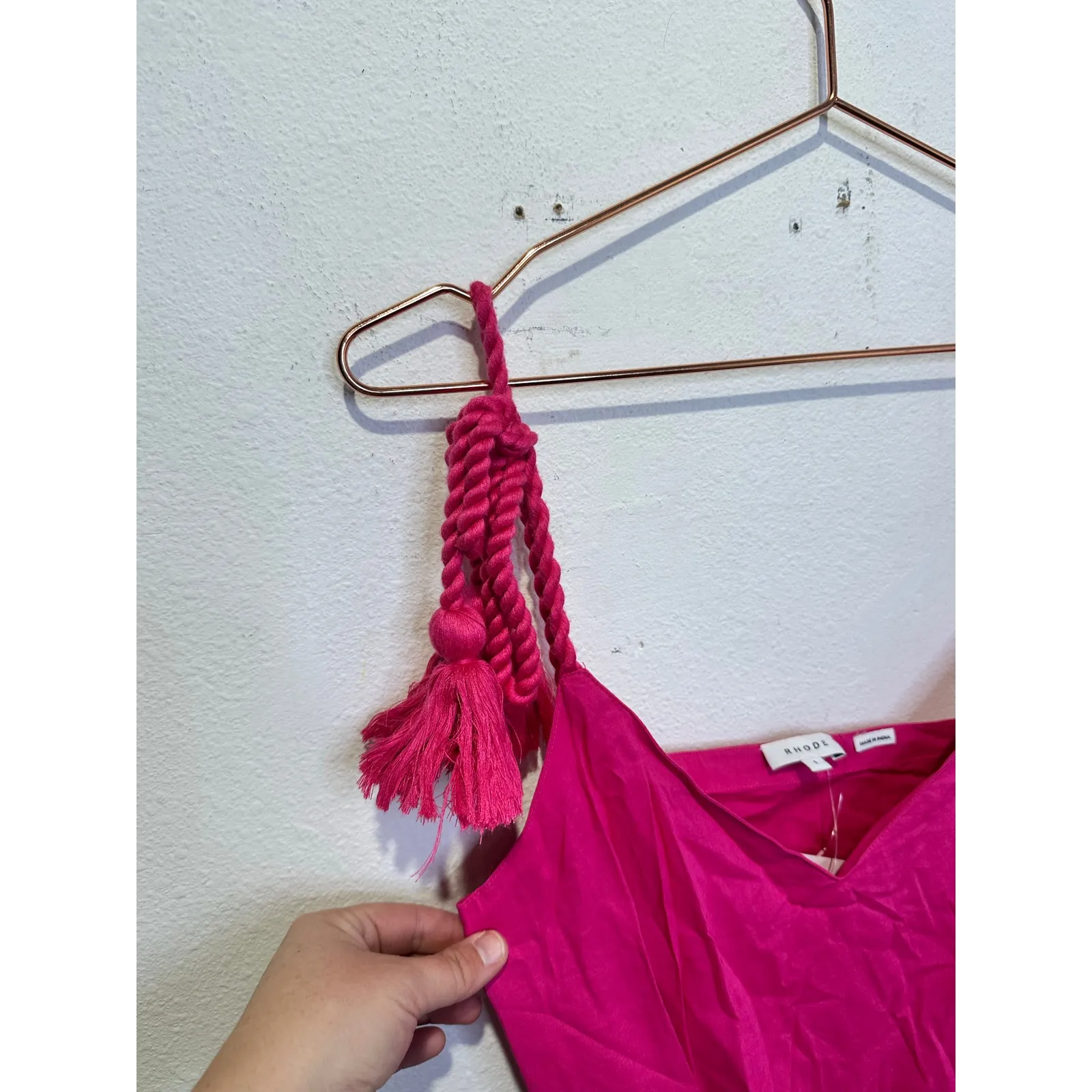 RHODE Hot Pink Casey Tassel End Belted Cotton - Image 8