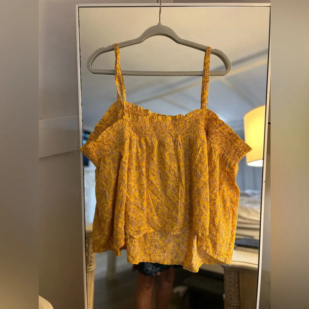 NEW Old Navy Sleeveless Smocked Yellow Floral Print Pajama Top 3X - Image 5