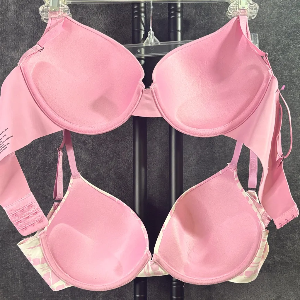 Hurley  Pink and White Women's Bra Set Sz 38C - Image 12