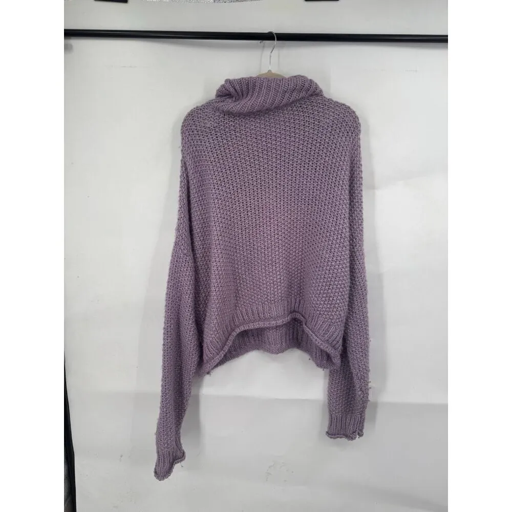 Moth Anthropologie Abella Turtleneck Sweater Women Small Lavender Slouchy Purple - Image 3