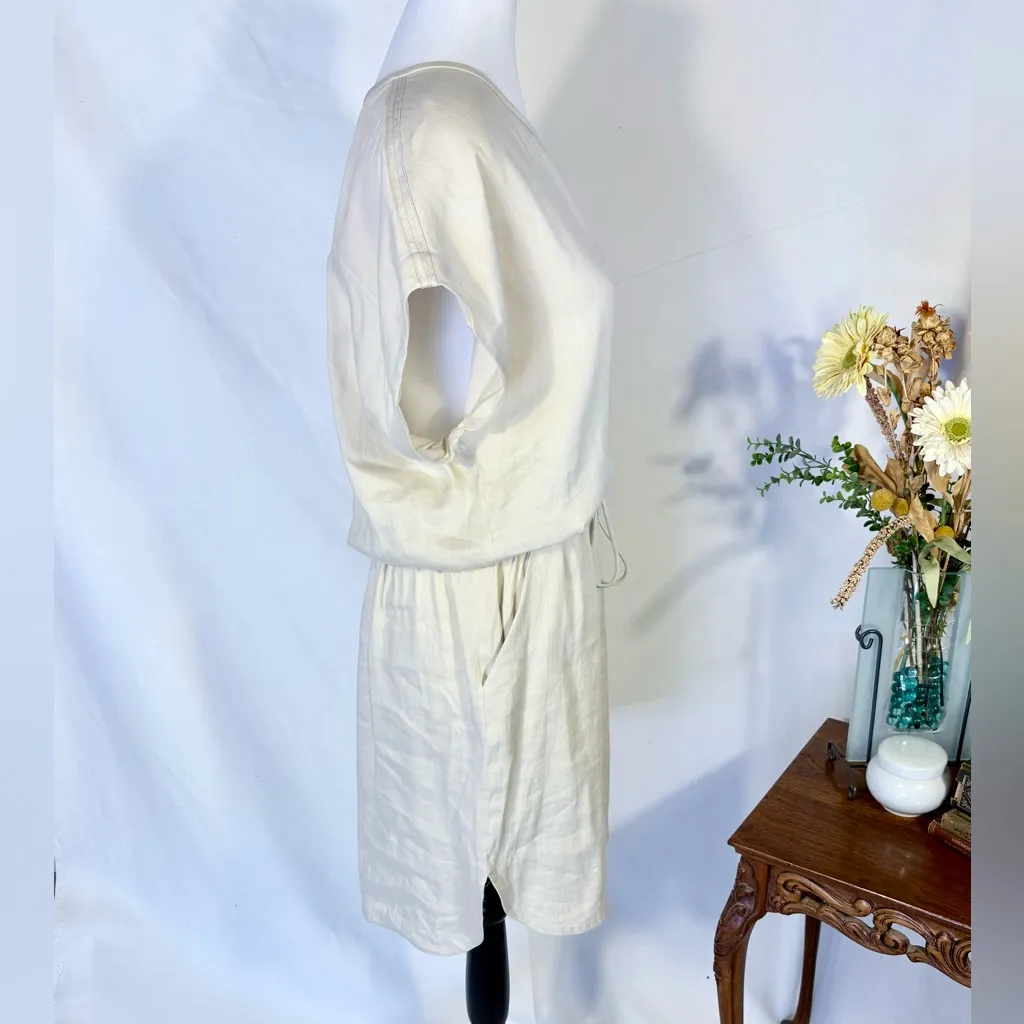 Vince Linen-Blend Drawstring Waist Dress – Natural Beige Size Medium🧡 - Image 5