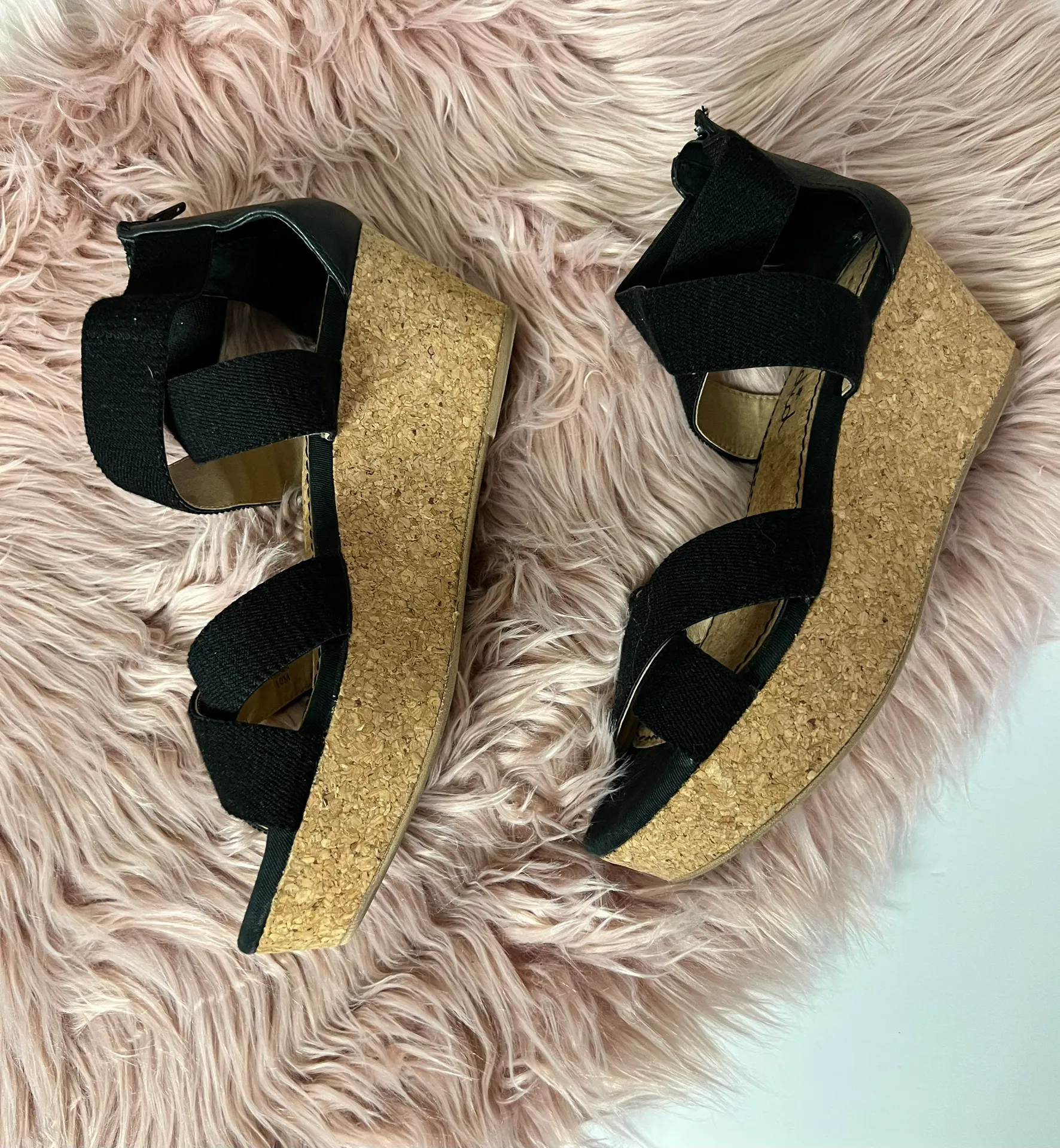 Splendid Wishful Platform Cork Sandals Black Size 10 - Image 4