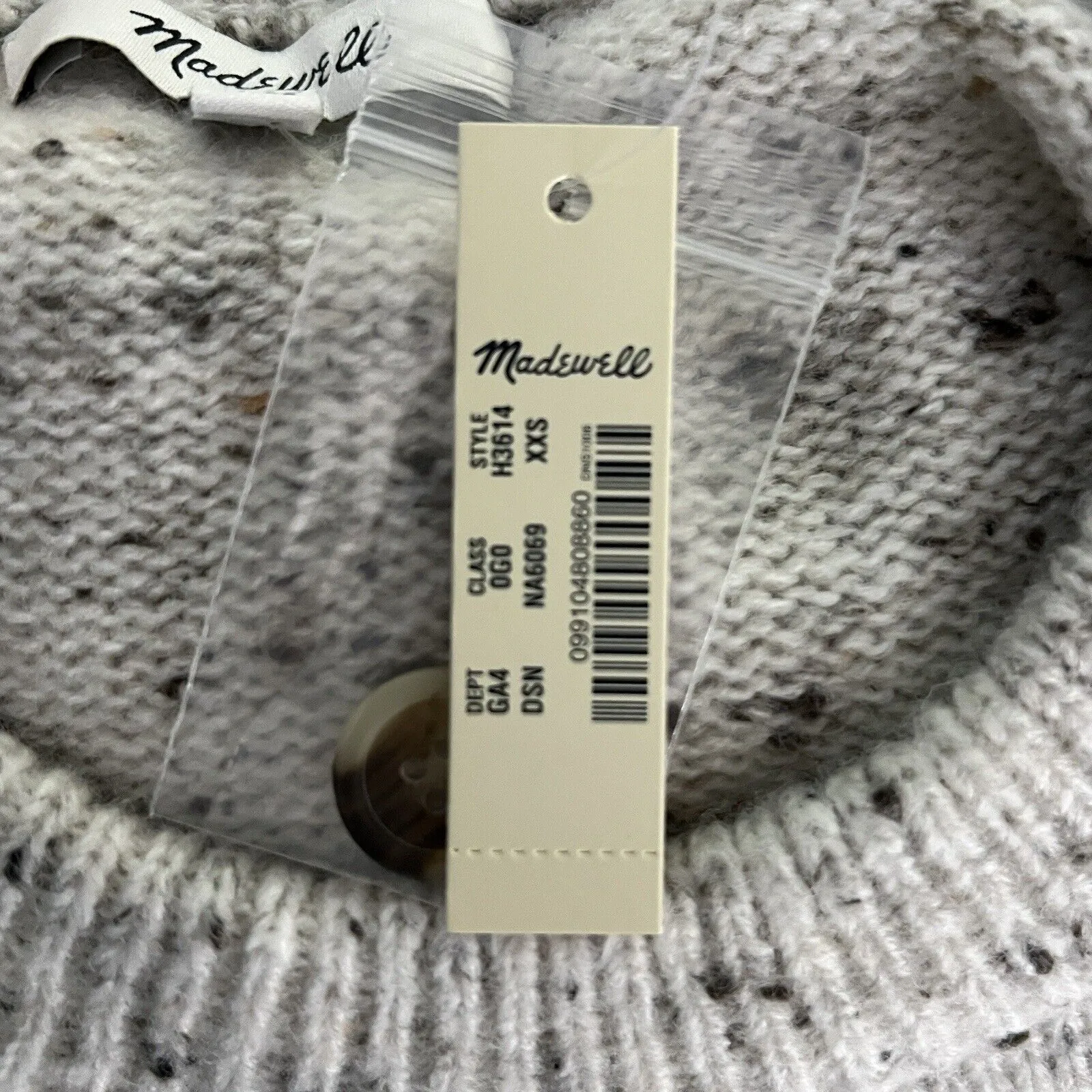 Madewell Dress Women XXS Ivory Speckled Donegal Button Sleeve Sweater Tunic Mini - Image 10