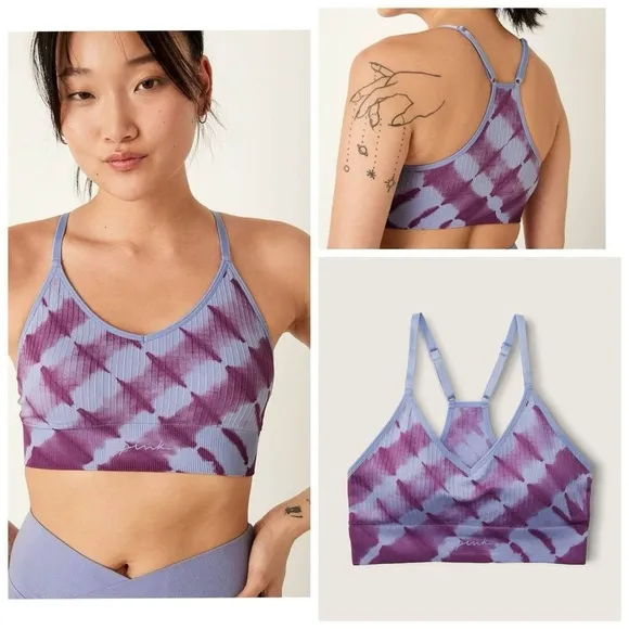 Pink Active Seamless Tie Dye Lightly Lined Sports Bra - Image 2