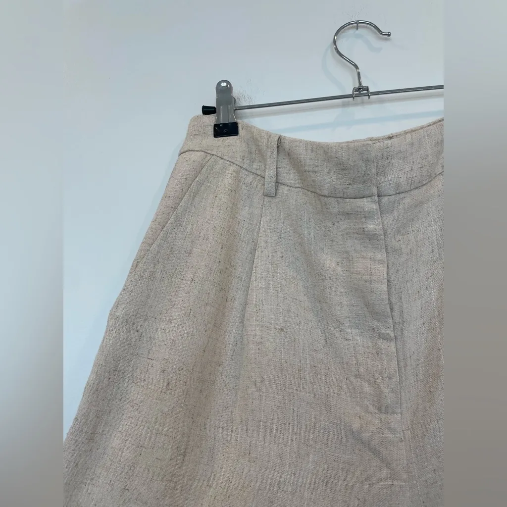NWT Commense Beige Linen Wide Leg Trouser Pants Old Money Quiet Luxury Aesthetic Tan Size M - Image 4