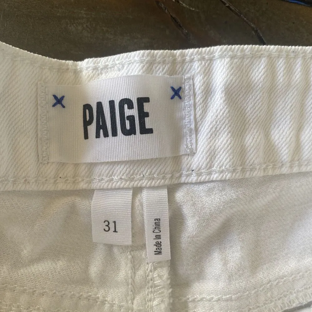 Paige Womens White Denim Shorts Rolled‎ Cuff Casual 31 Festival Summer Coconut - Image 5