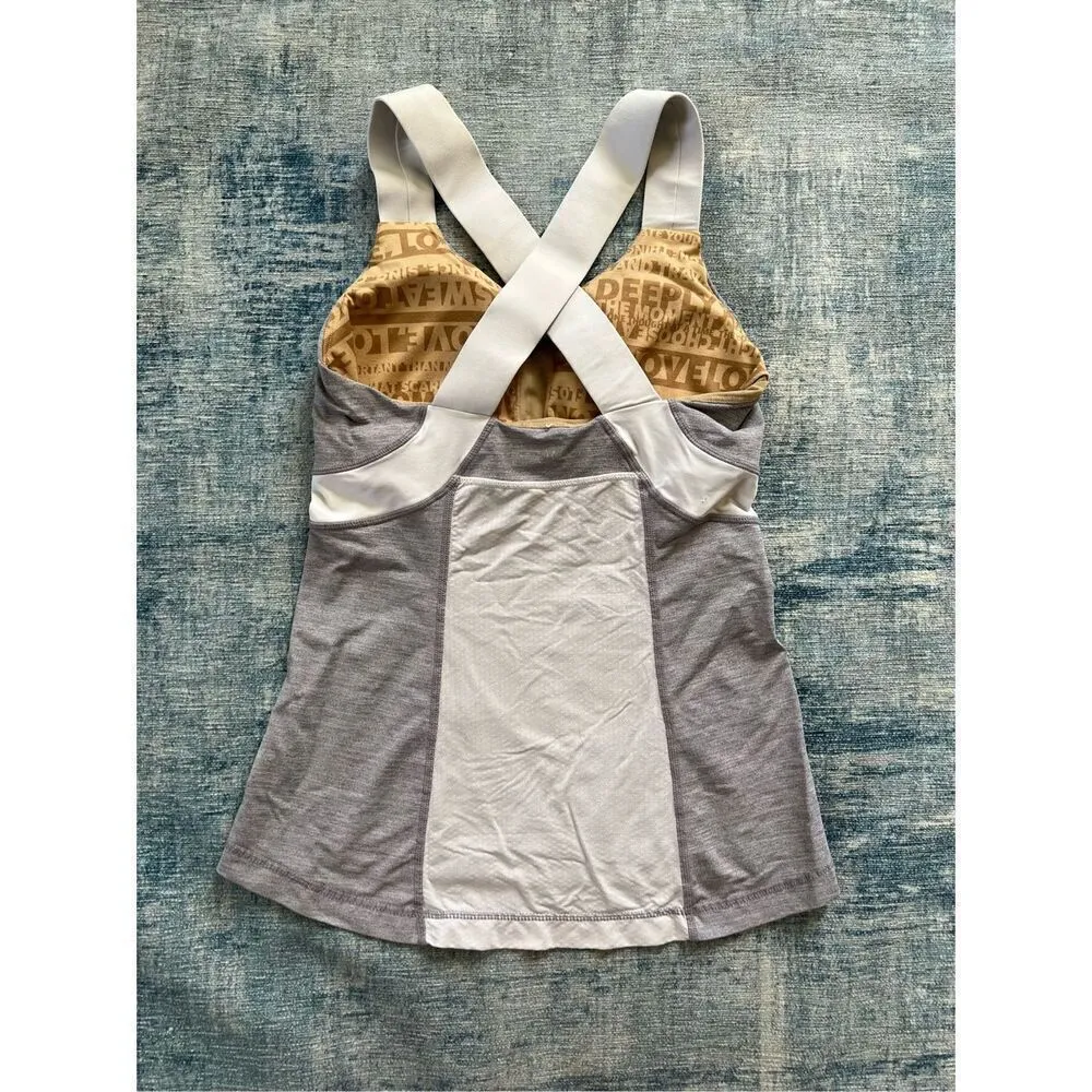 Lululemon Push Your Limits Tank Heathered Fossil Gray / White Size 4 - Image 7
