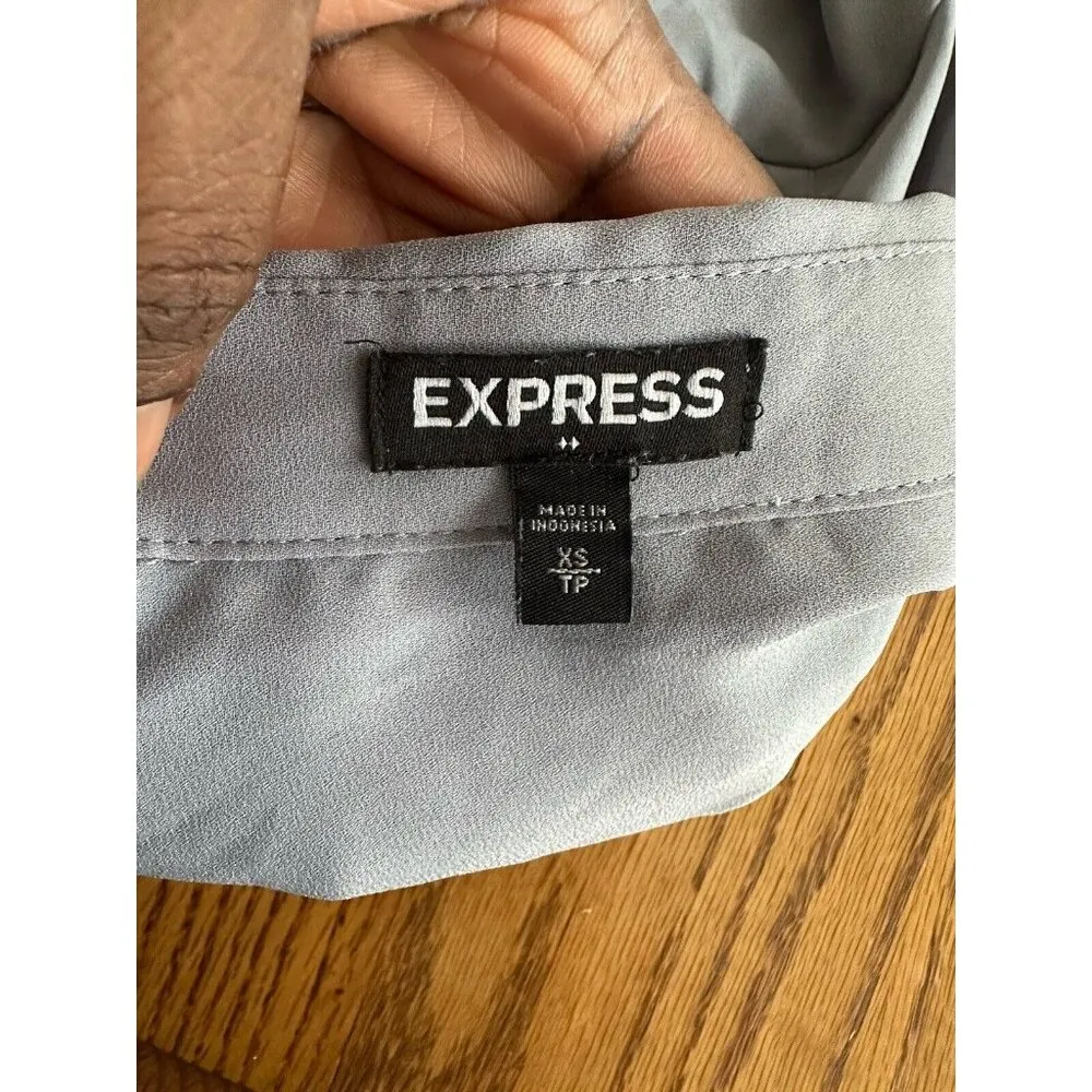 Express The Portofino Button Up Shirt Womens Slim Fit Size XS Solid Gray Pockets - Image 4