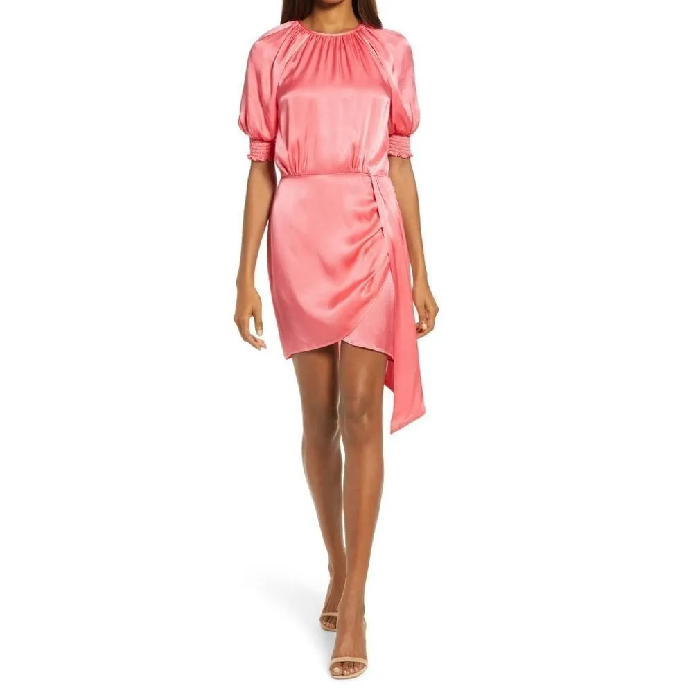 Saylor Zulu Satin Mini dress in Melon Pink Large New Womens Cocktail - Image 2