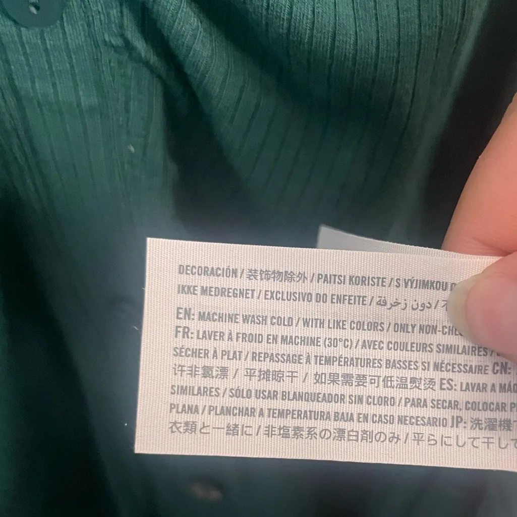 Abercrombie & fitch green ruched button down long sleeve mini dress size medium - Image 5