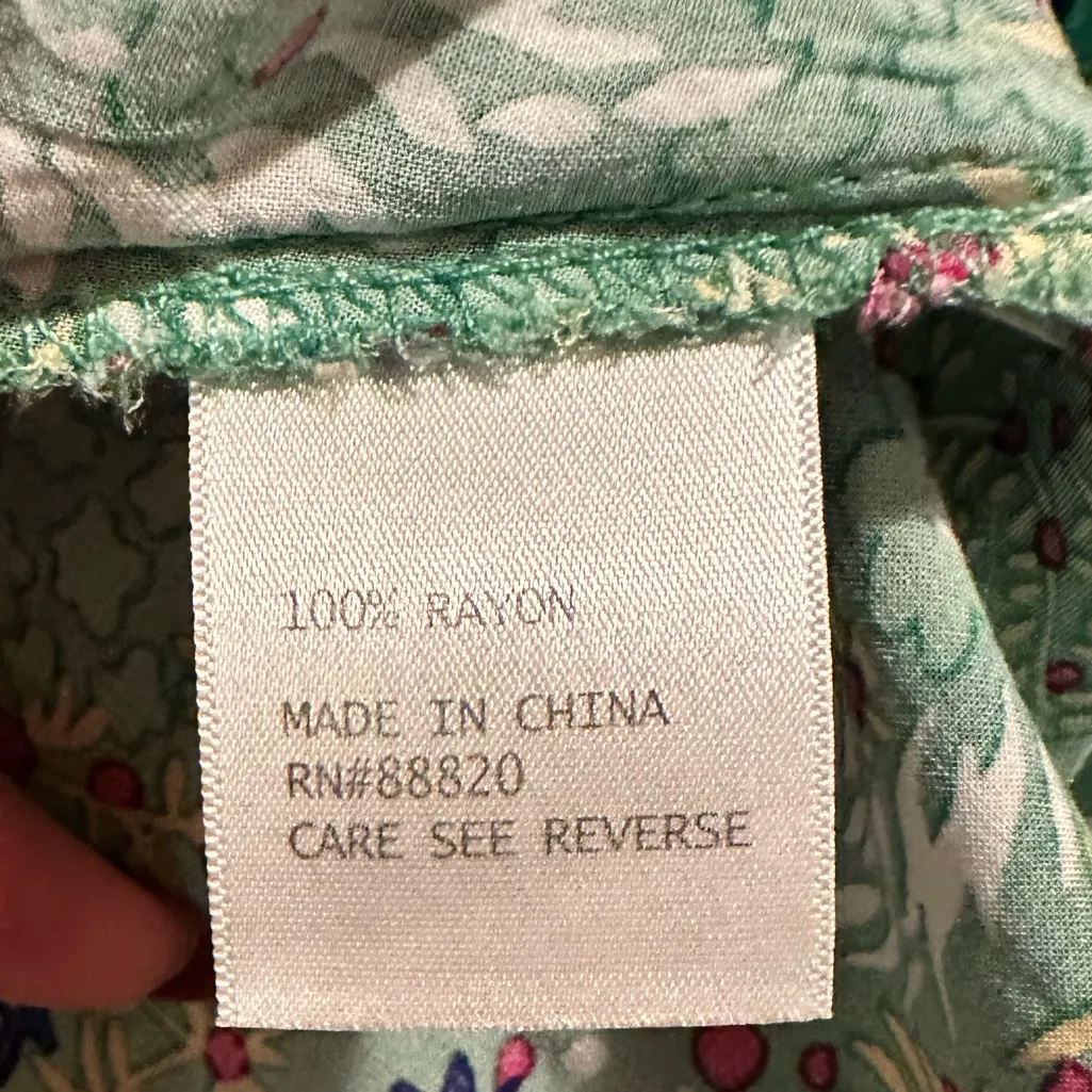 RACHEL ZOE GREEN PRINT TUNIC BOHO BLOUSE TOP MEDIUM M - Image 6