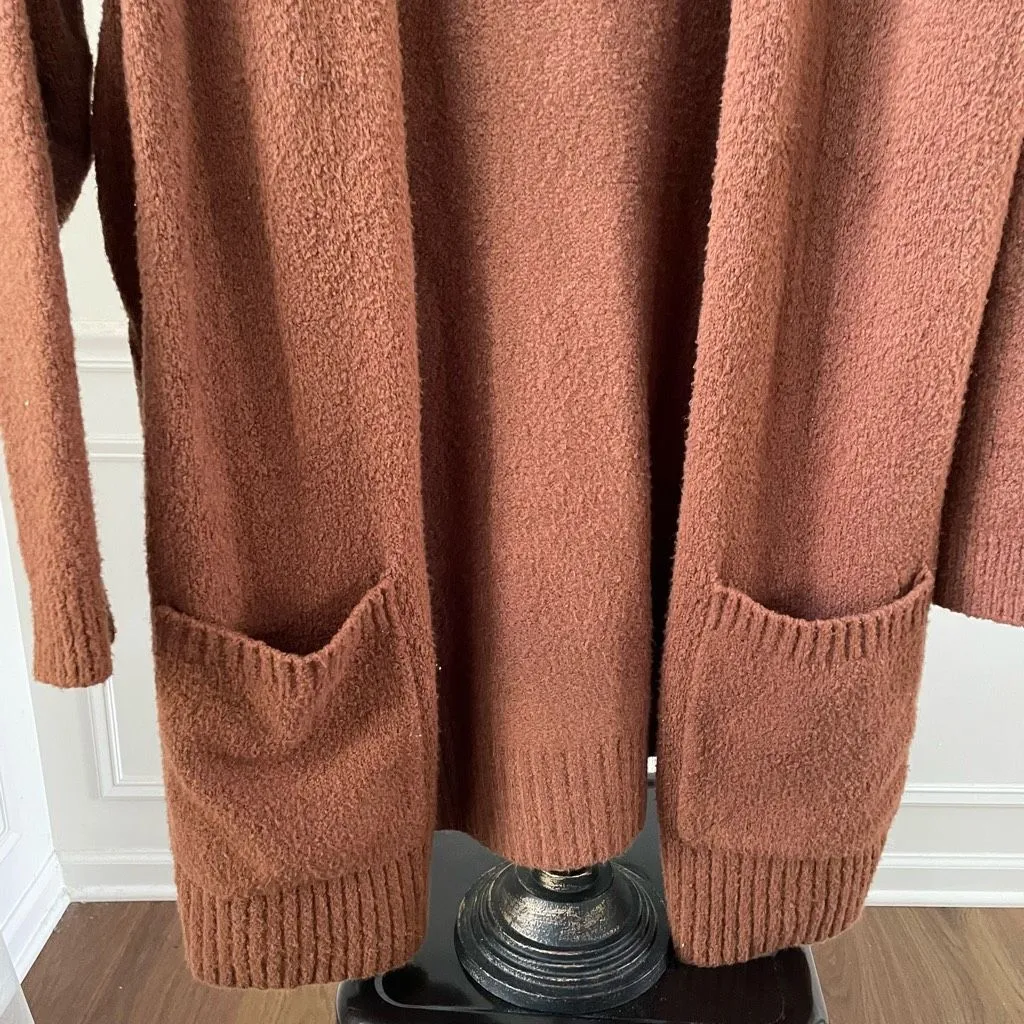 Eileen Fisher Copper Brown Longline Cardigan Pockets Organic Cotton Blend M - Image 4
