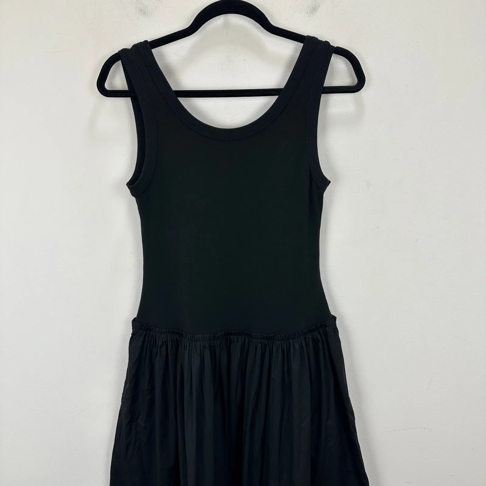 NEW Madewell Mixed Poplin Scoopneck Maxi Dress Cotton A Line Minimalist Black S - Image 14