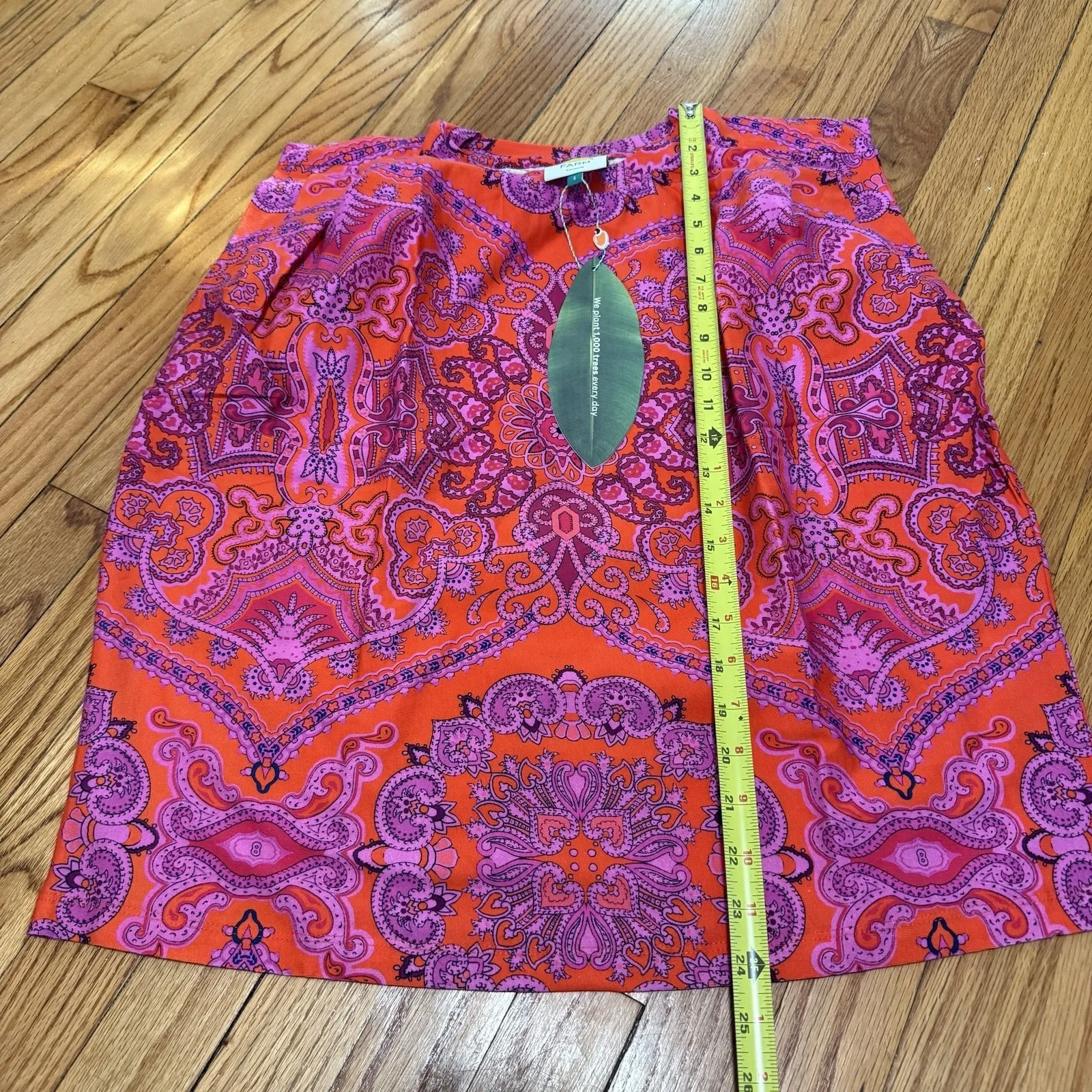 Farm Rio NWT Red Paisley Scarf Shoulder Pad Blouse Size Small - Image 8