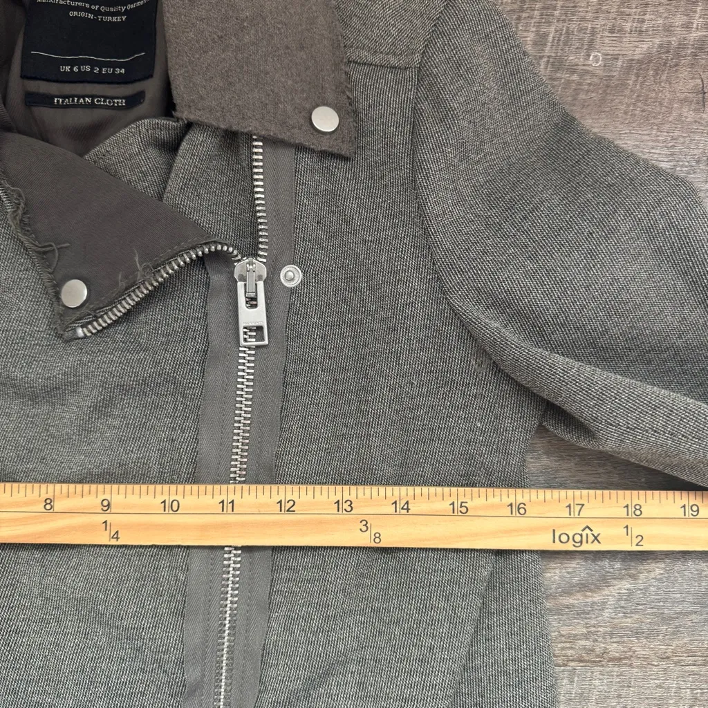 All Saints Zulia Biker Jacket Deconstructed No Belt Moto Distressed Sz 2 Flaw - Image 5