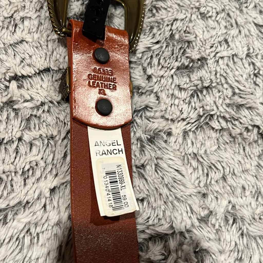 Angel Ranch western belt in size XL with metal detailing & southwestern pattern Brown - Image 3