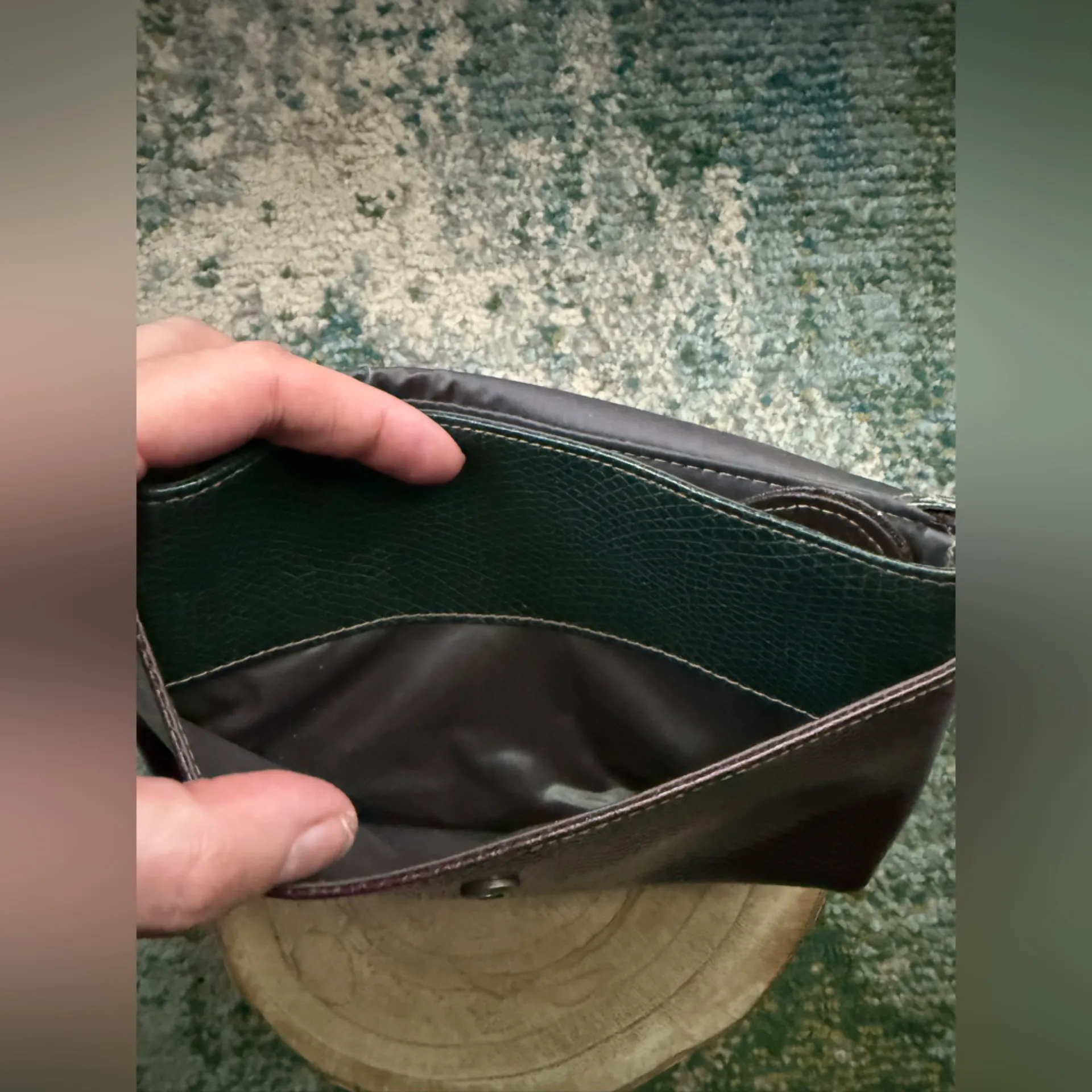 Vintage Gitano faux leather color block mini wallet travel bag Green - Image 5