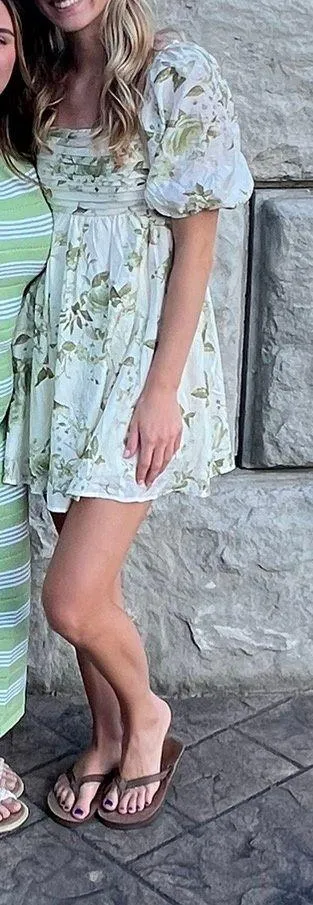 Green And White Floral Dress - Image 2
