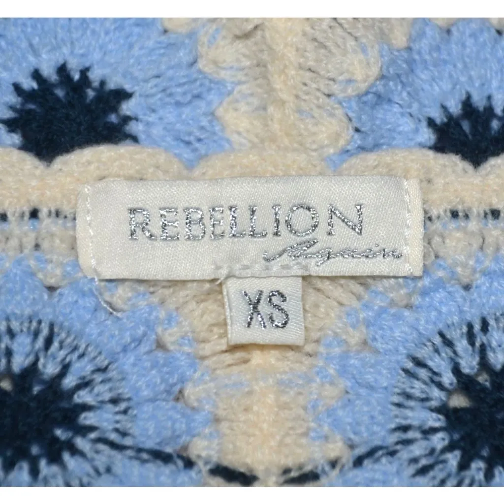 Crochet Granny Square Tank Womens Size XS Crop Top Boho Festival Beach Hippie - Image 7