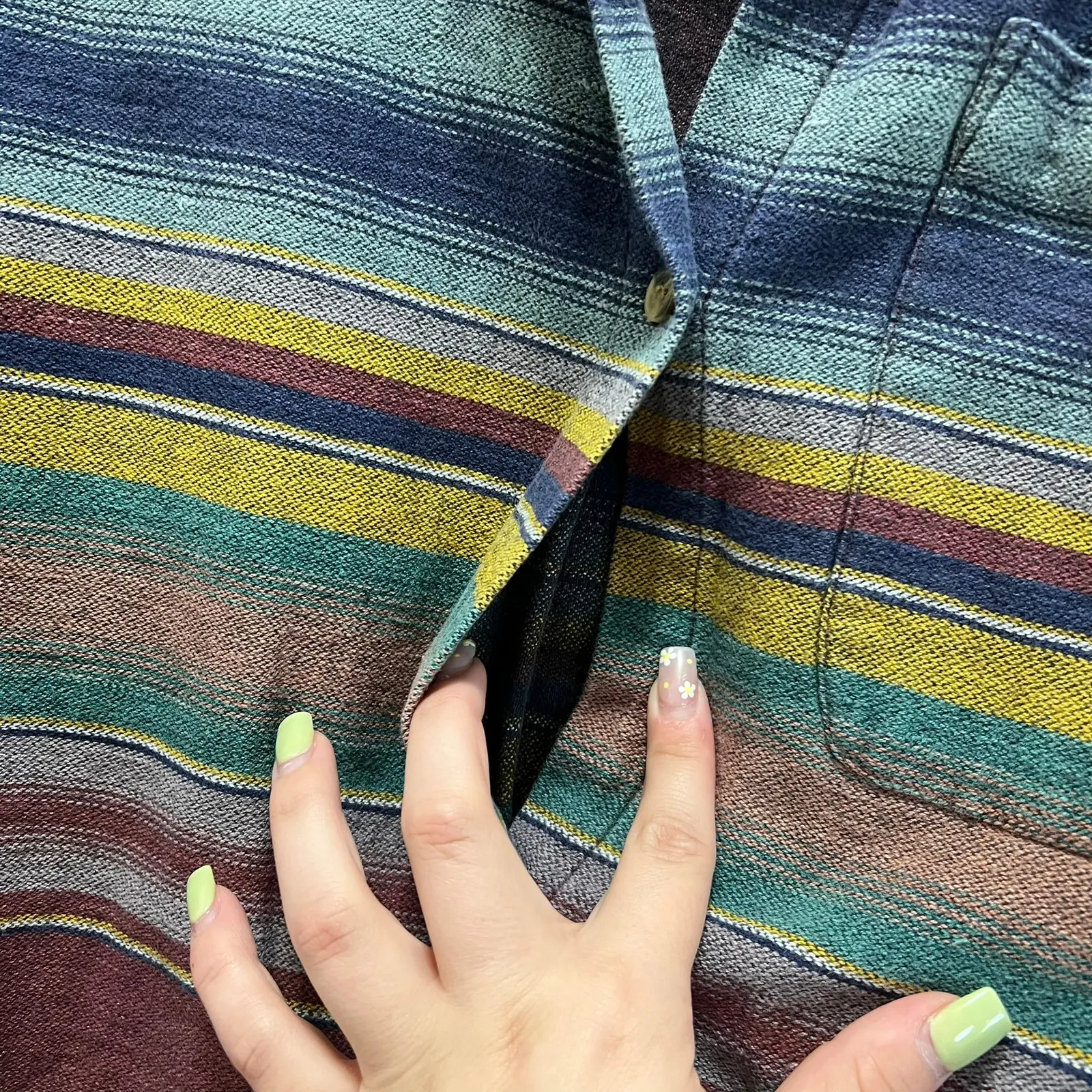 Vintage Canvas Striped Beach Retro Button Down Shirt Oversized Boyfriend Sz L Red Size L - Image 5