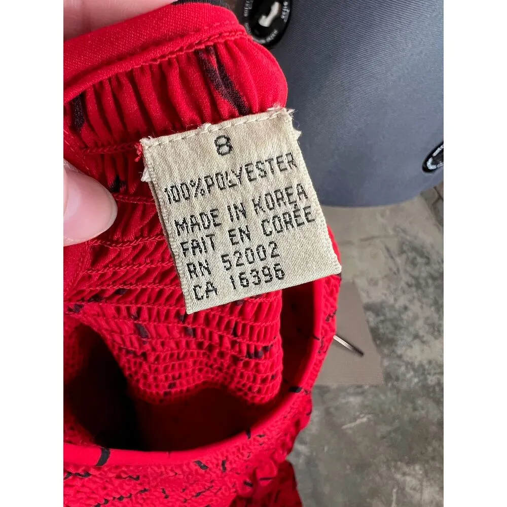 Liz Claiborne dress smocked bodice red black long sleeve pockets - Image 11