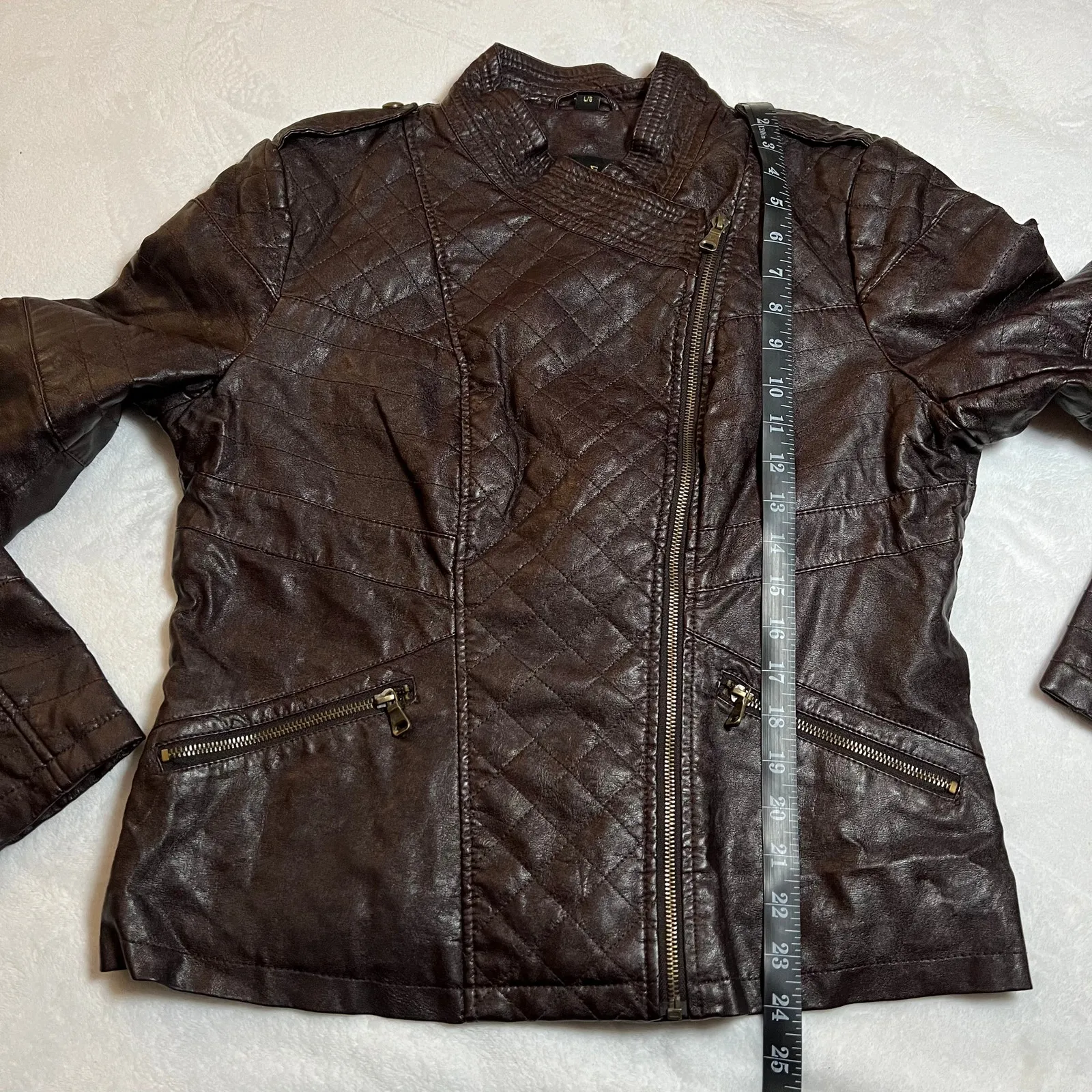 GUESS Faux Leather Moto Jacket Size Large Classic Casual Minimalist Rocker Y2K - Image 8