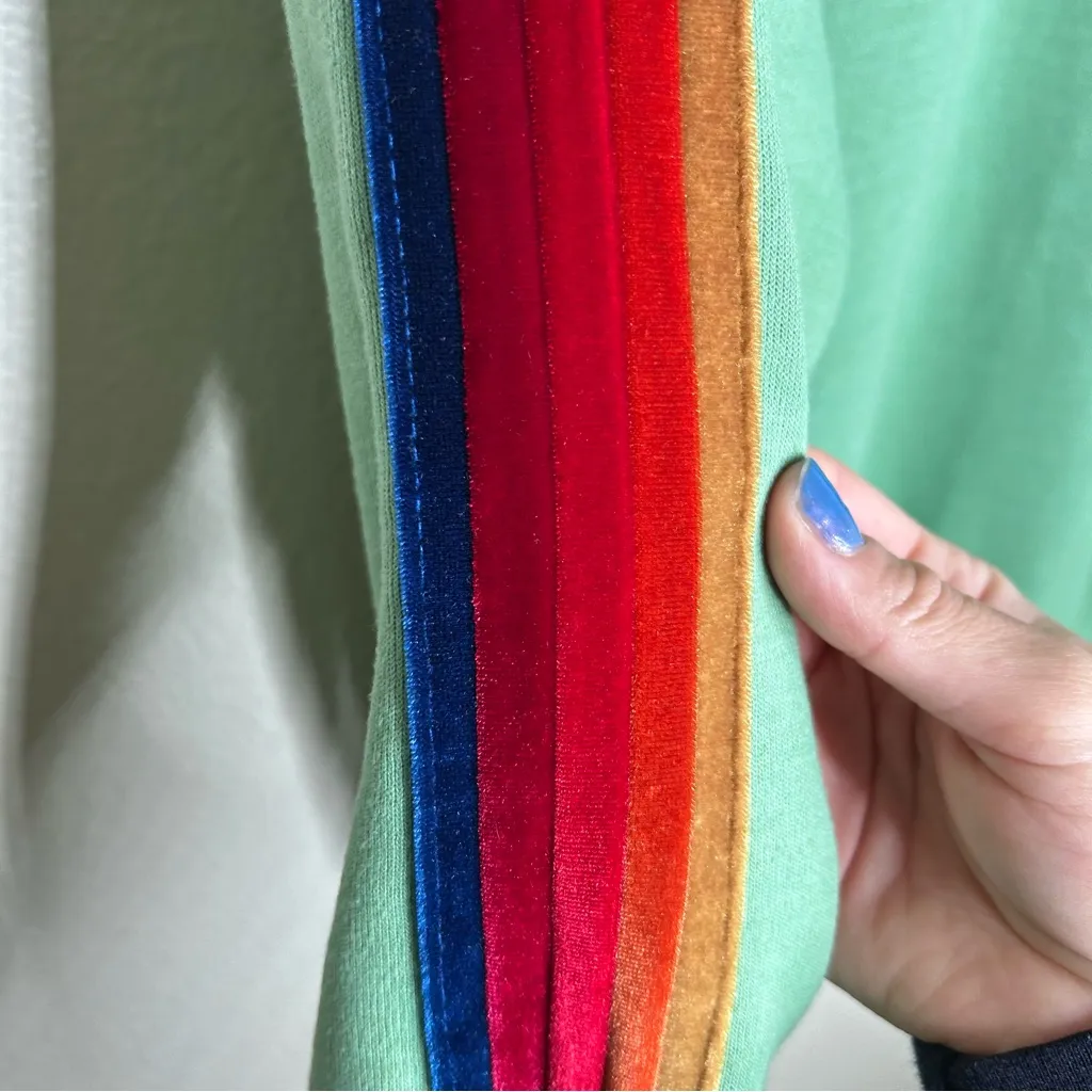 Aviator Nation sweatshirt with velvet stripes green extra small - Image 3