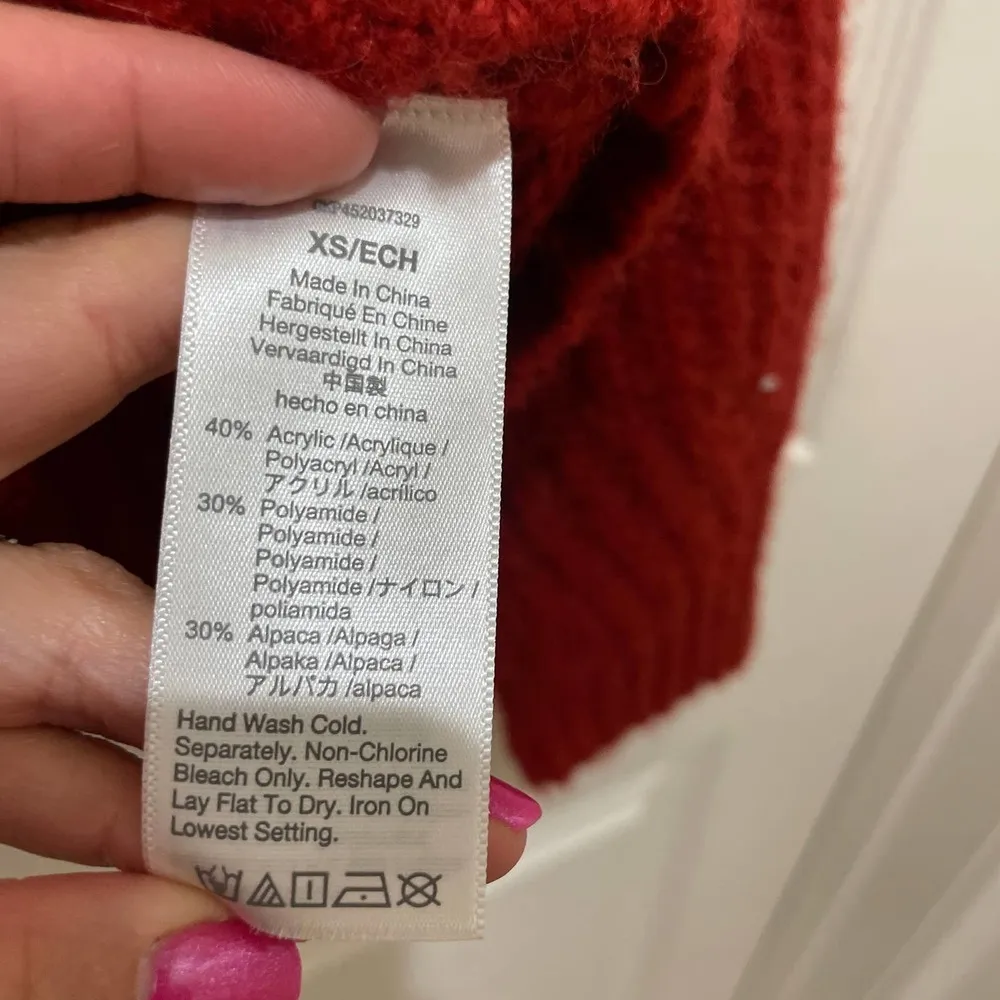 Madewell Red Cable Knit Crew Neck Sweater XS - Image 6